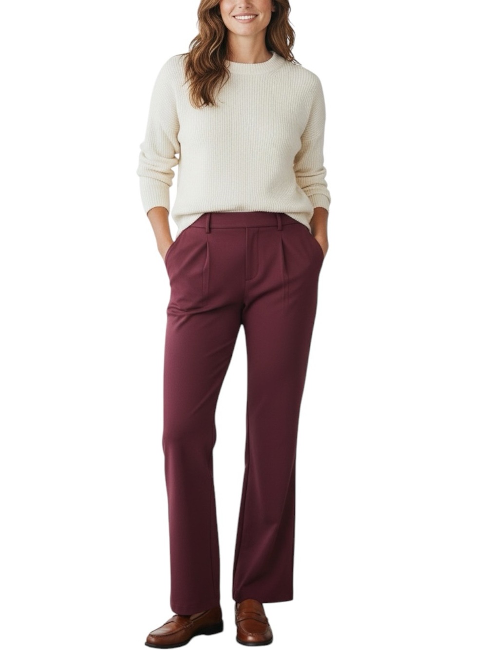 HALARA Tailored Trousers in Deep Berry Size Medium PETITE -- SO PRETTY & COMFY!!